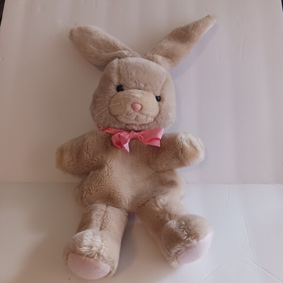 Vintage 1986 Mattel Emotions Beige Soft Bunny Hand Puppet Pink Nose Rabbit - Picture 4 of 11